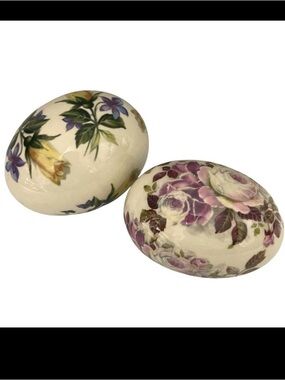 Vintage "The Egg Lady" Collectible Decorative Porcelain Eggs Floral Patterns